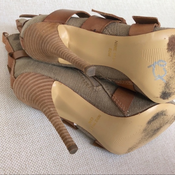 Nine West Peep Toe Canvas Stiletto Booties - Picture 6 of 8